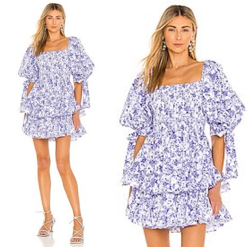 Caroline‎ Constas Women's Finely Tiered Floral Mini Dress Size XS